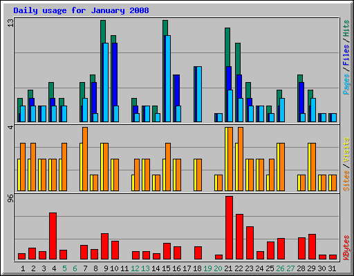 Daily usage for January 2008