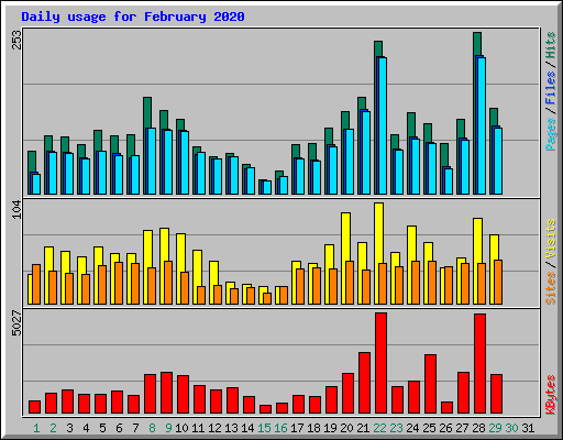 Daily usage for February 2020