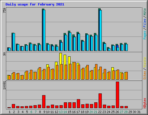 Daily usage for February 2021