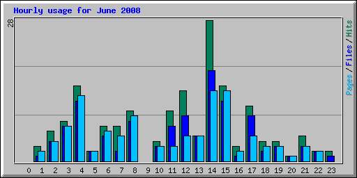 Hourly usage for June 2008